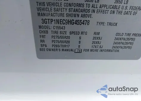 2017 GMC Sierra 1500 Slt from USA, damaged, VIN 3GTP1NEC9HG455478